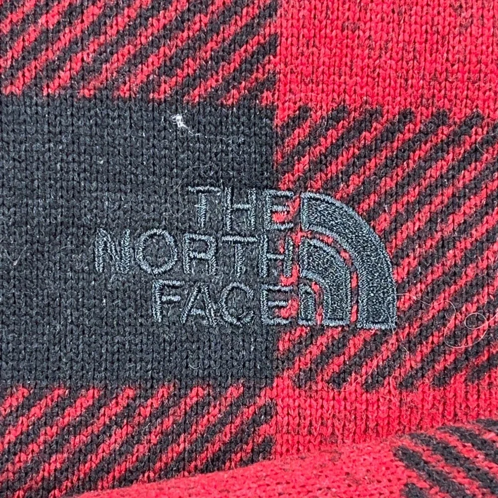 North Face Sweater Men XXL Red Black Buffalo Plaid Pullover 1/2 Zip Gordon Lyons